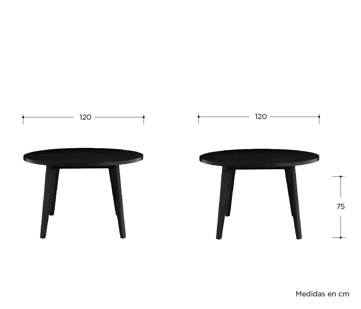 Mesa de comedor Evo 120 cm redonda - Negro