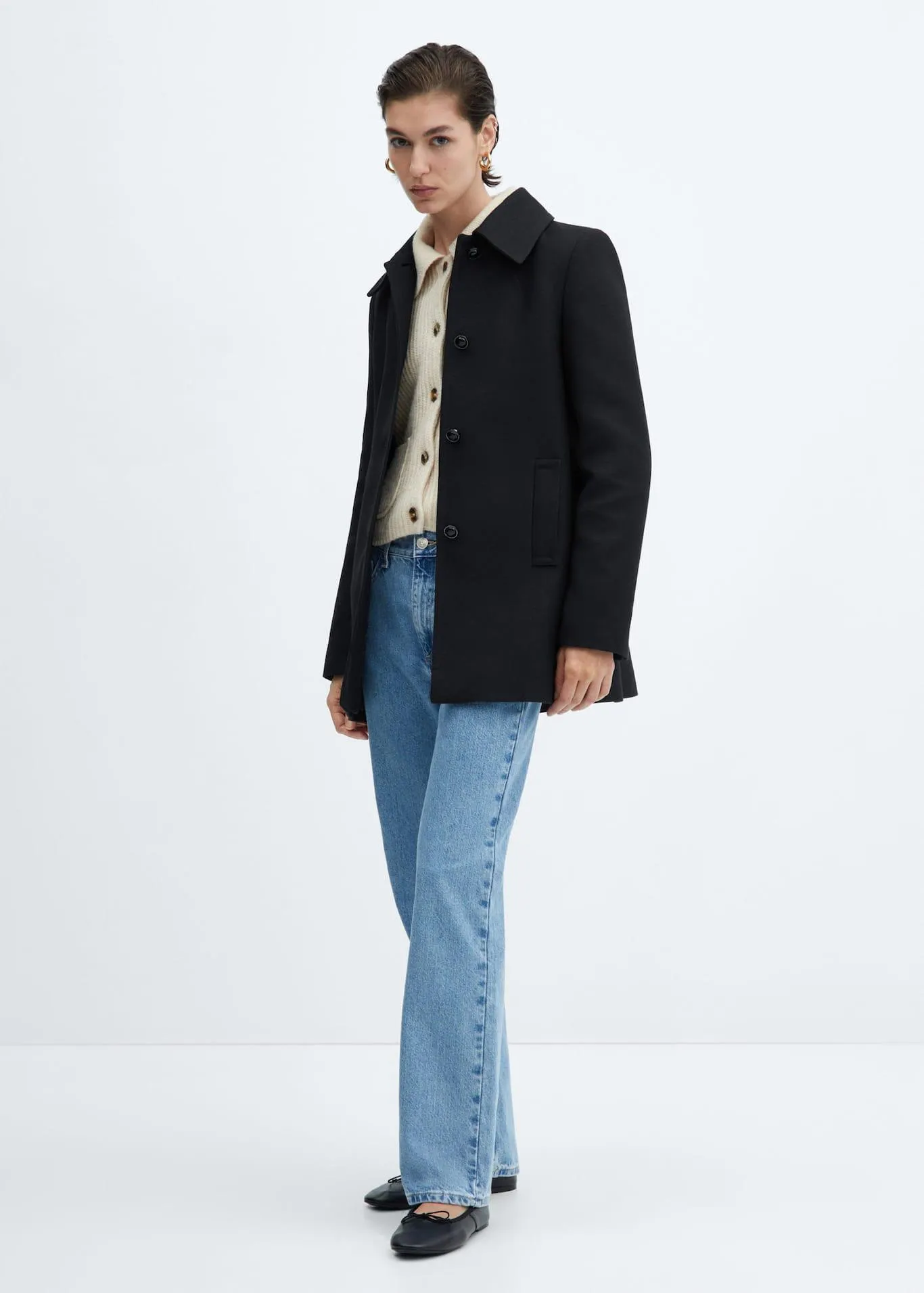 Kabát na knoflíky s košilovým límečkem