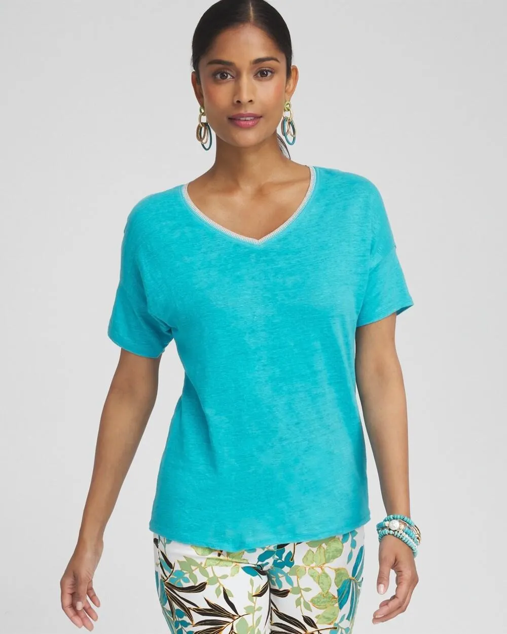Linen Sweater Trim Tee