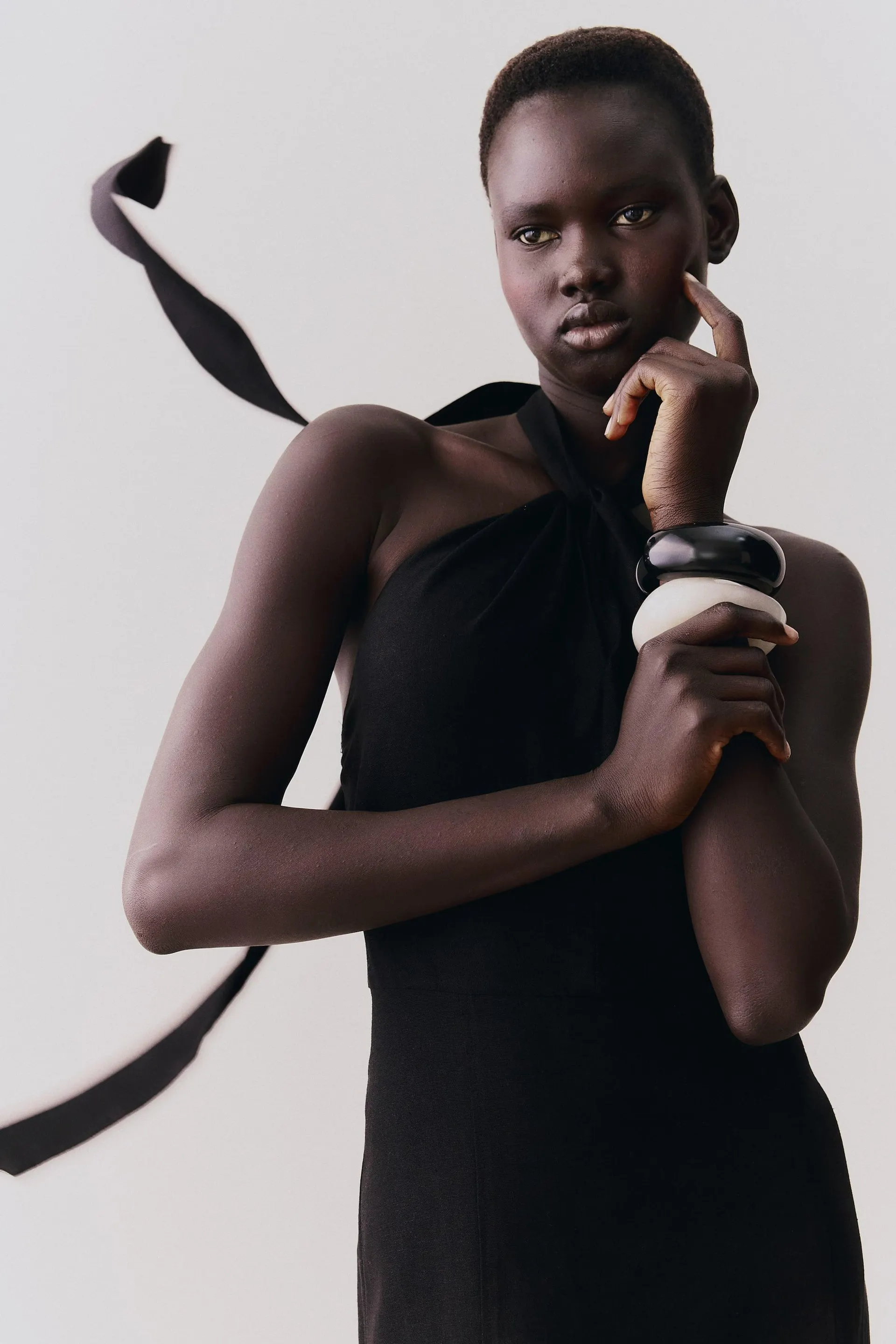 Vestido halter en mezcla de lino