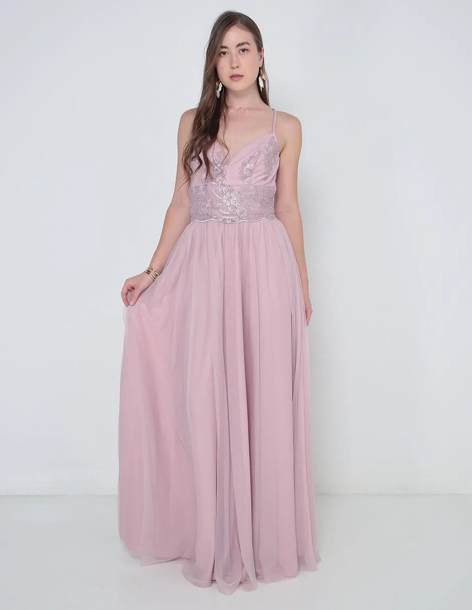 Vestido largo de fiesta Rue de la Paix escote profundo