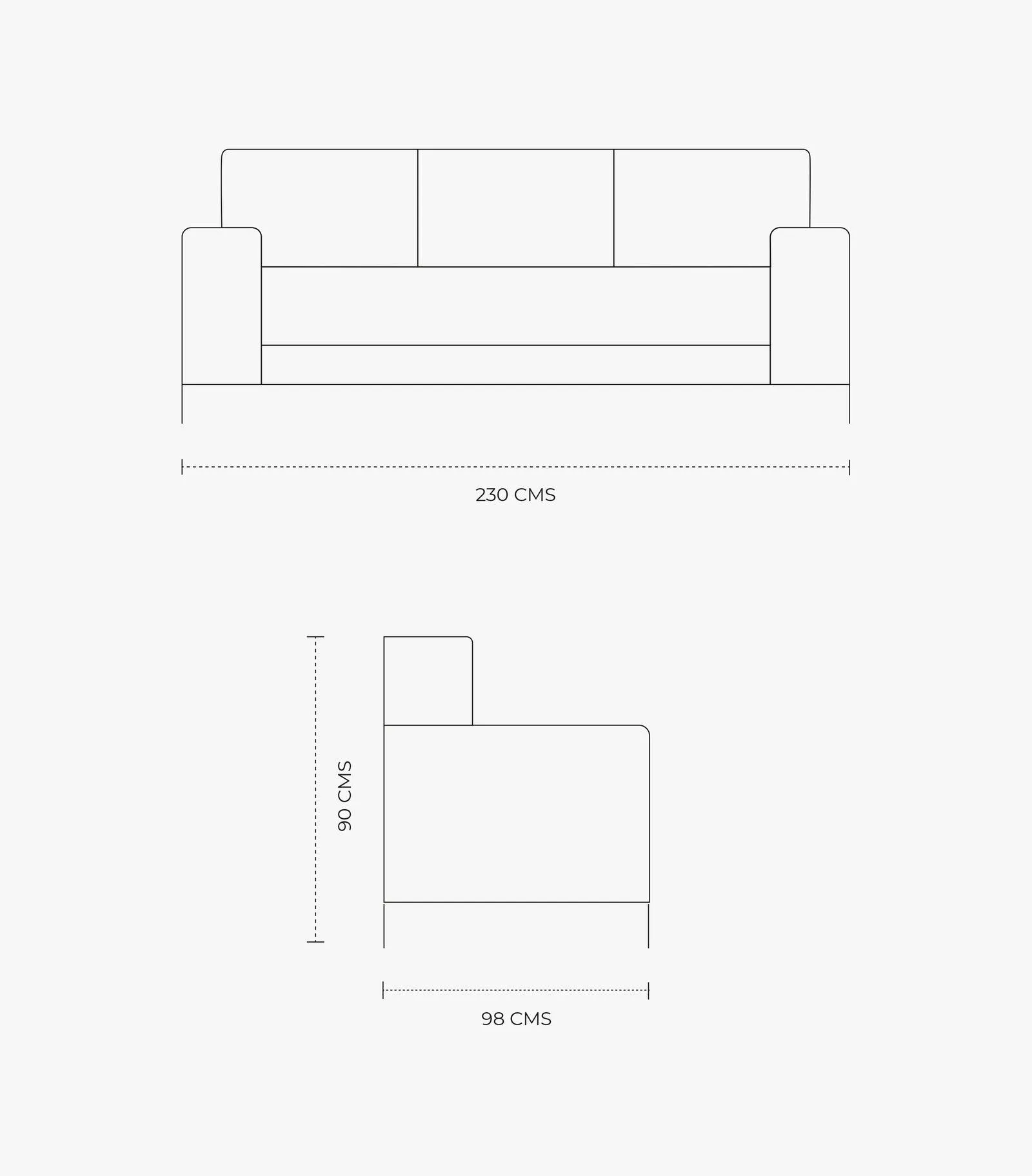 Sala Sepia sofá y Love de tela color Gris de Boal