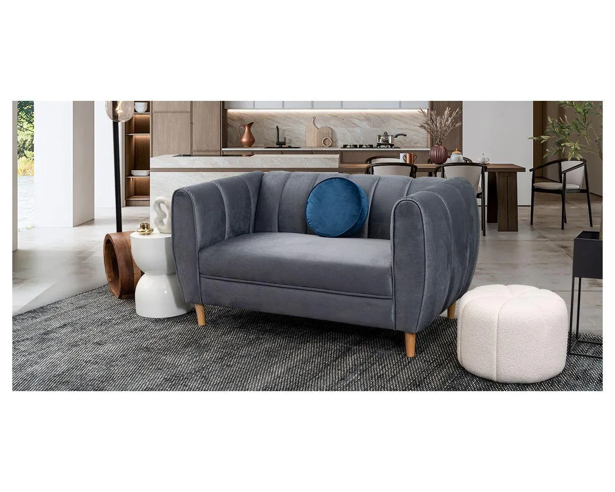 Sofá 2 Plazas Castell Gris Oxford