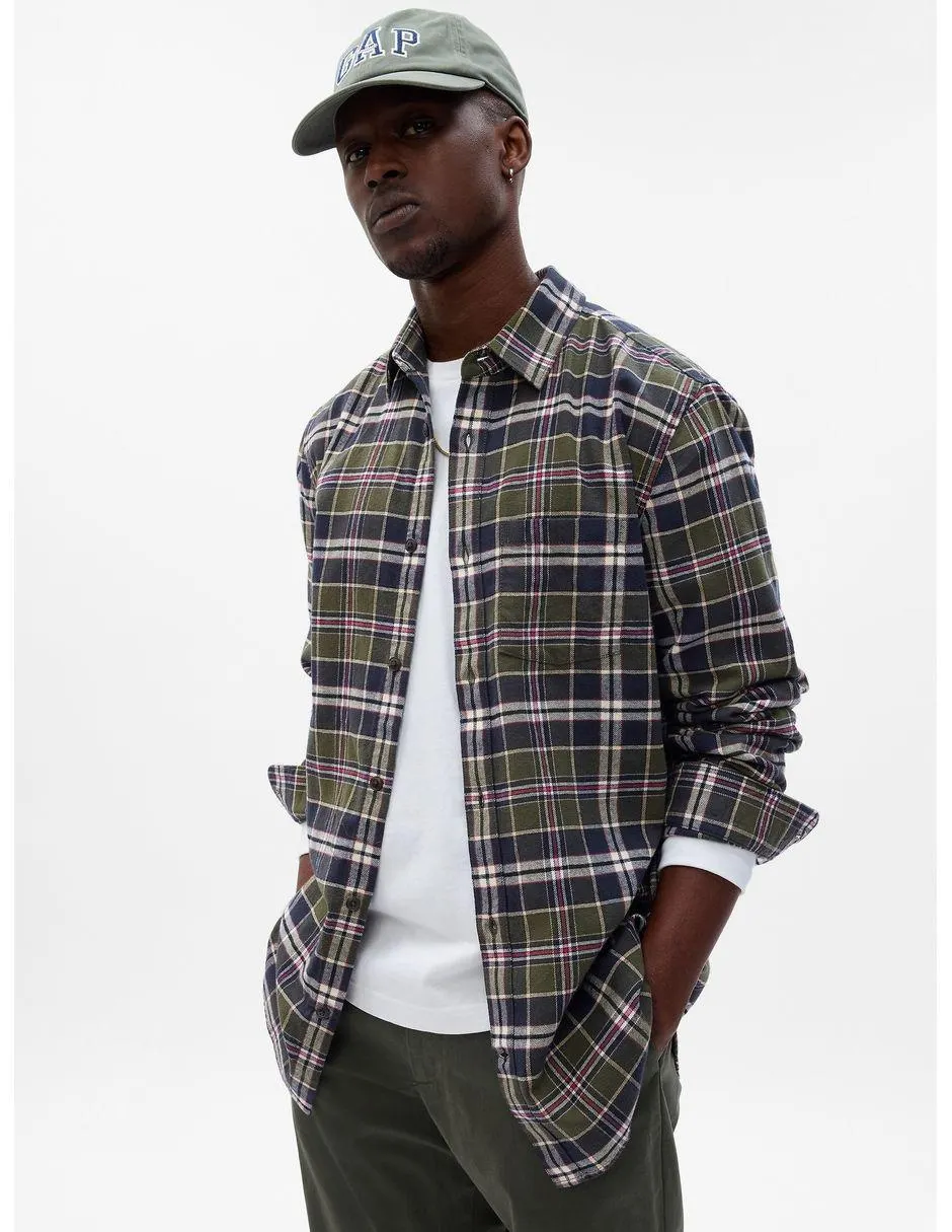 Camisa casual de algodón manga larga para hombre