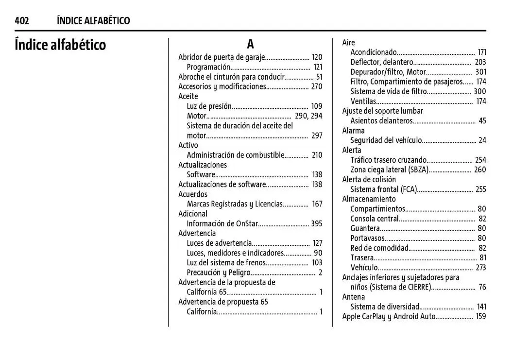 Catálogo de Chevrolet Corvette Stingray Manual del propietario 22 de enero al 31 de diciembre 2025 - Pagina 403