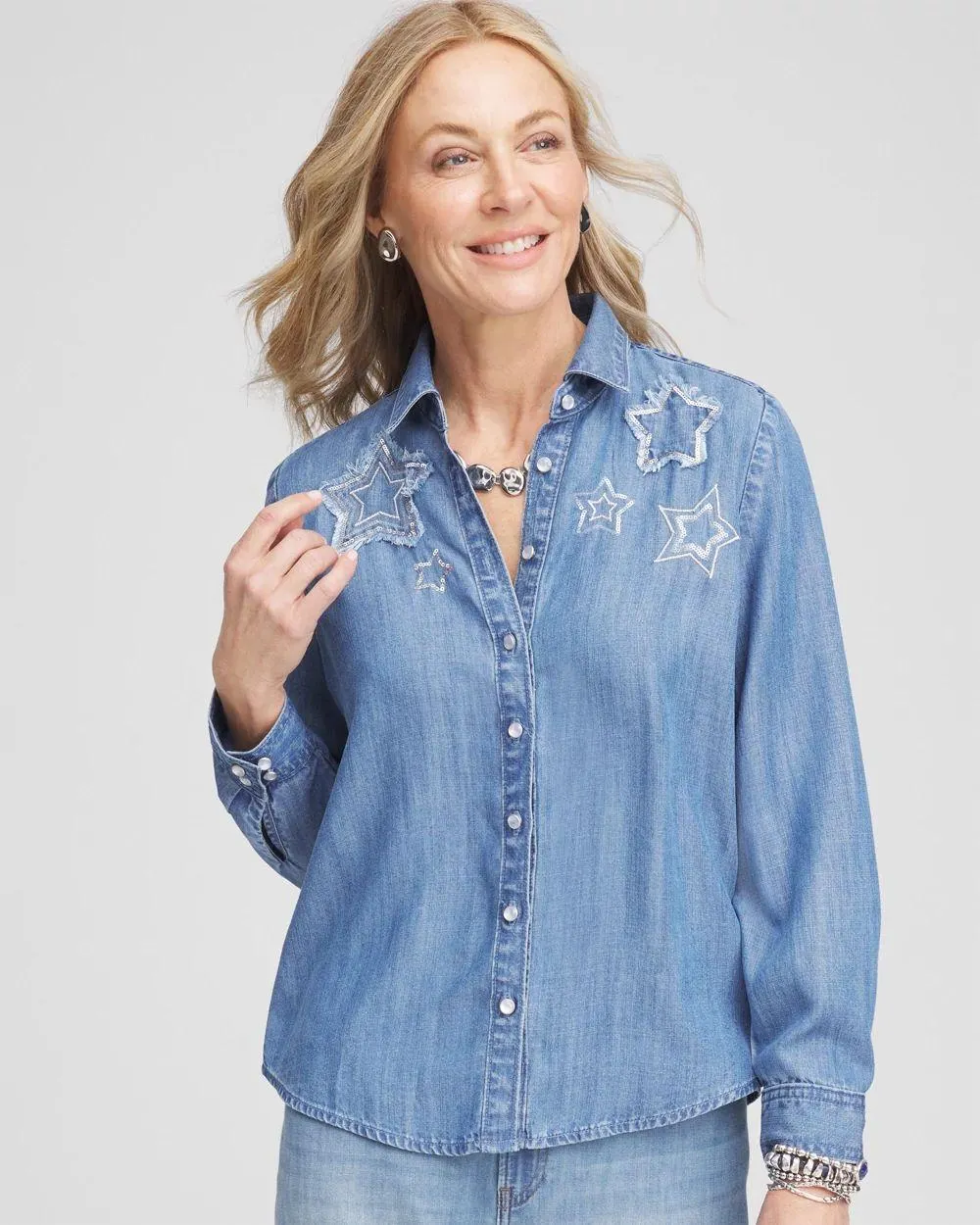 Embroidered Tencel ™ Denim Shirt