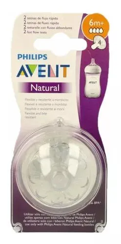 Tetina Avent Natural 6m+ 4 gotas Flujo Rápido