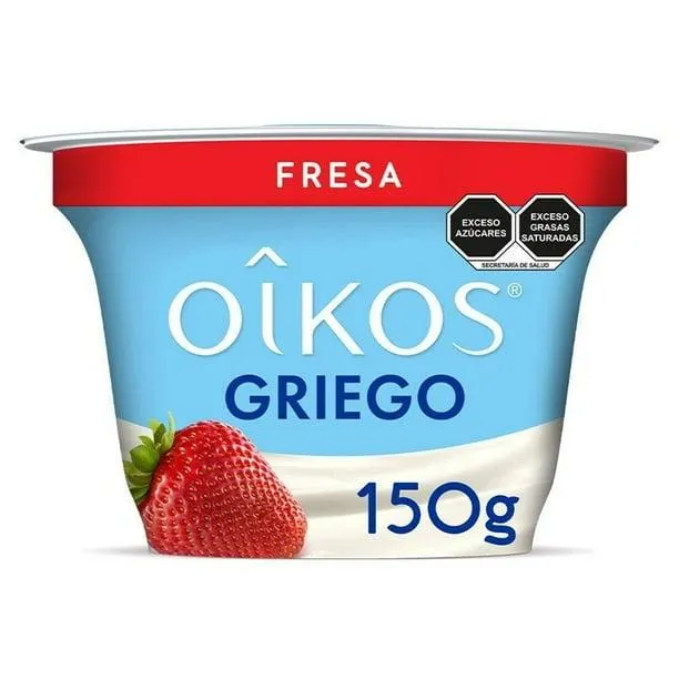 Yoghurt griego Oikos con fresa en el fondo 150 g