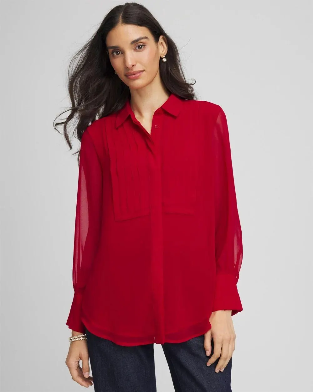 Pintuck Georgette Tunic