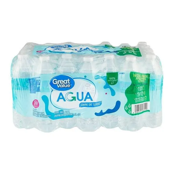 Agua Great Value 28 botellas de 500 ml c/u