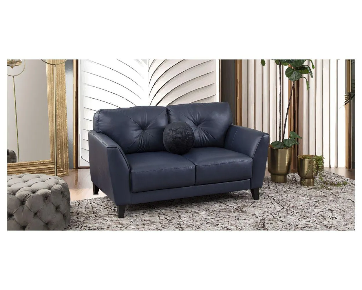Sofá 2 Plazas Piel Match Paris Azul