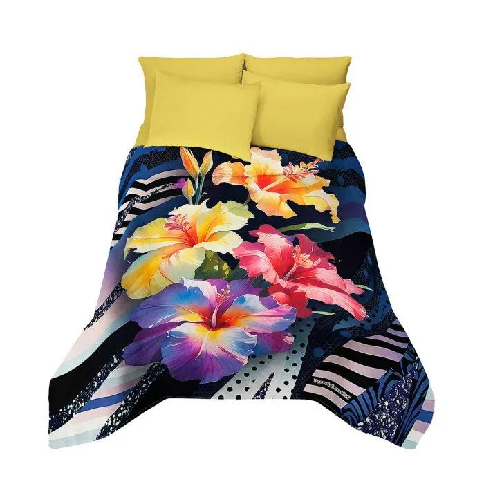 COBERTOR NUEVA ERA MATRIMONIAL FLORAL AZUL