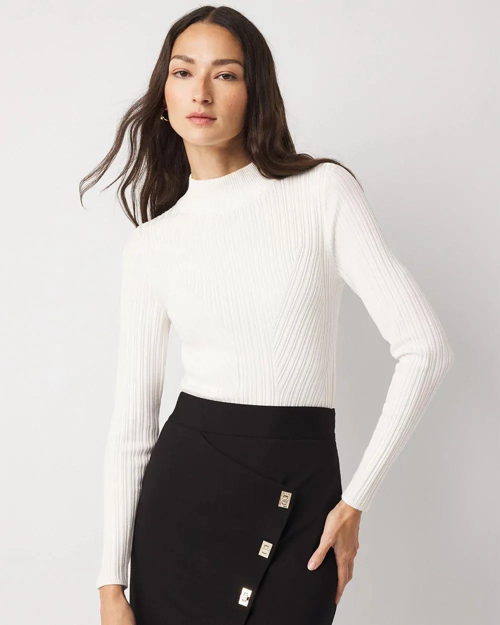 Essential Mock Neck Rib Sweater