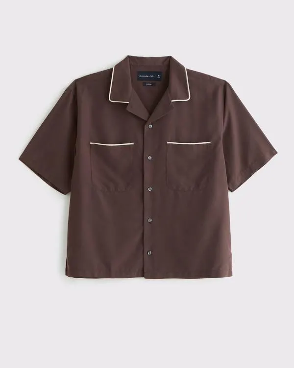 Camp Collar Cropped Cupro Shirt