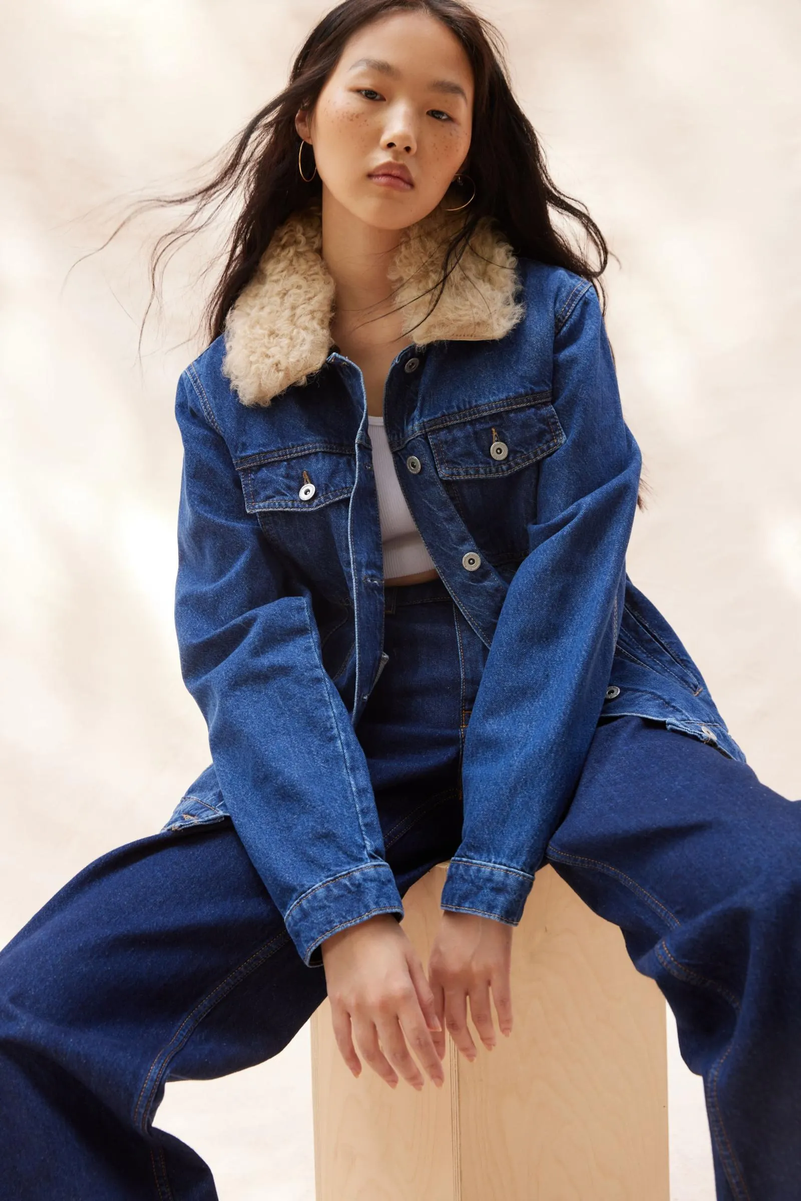 Mandinga Ovino Faux Fur Denim Jacket