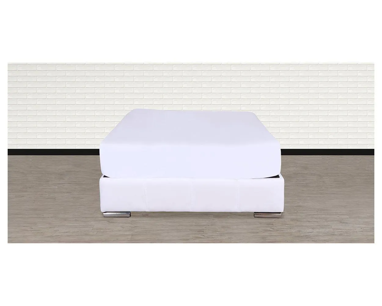 Base De Cama Matrimonial Vielka Blanco Vinipiel