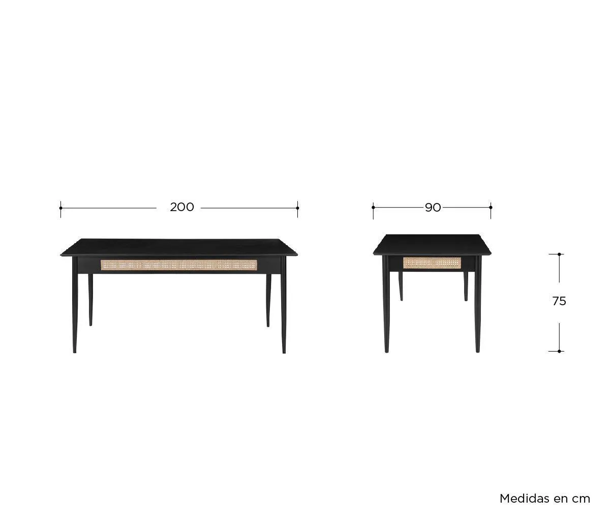 Mesa de comedor Cuenca 200cm - Negro