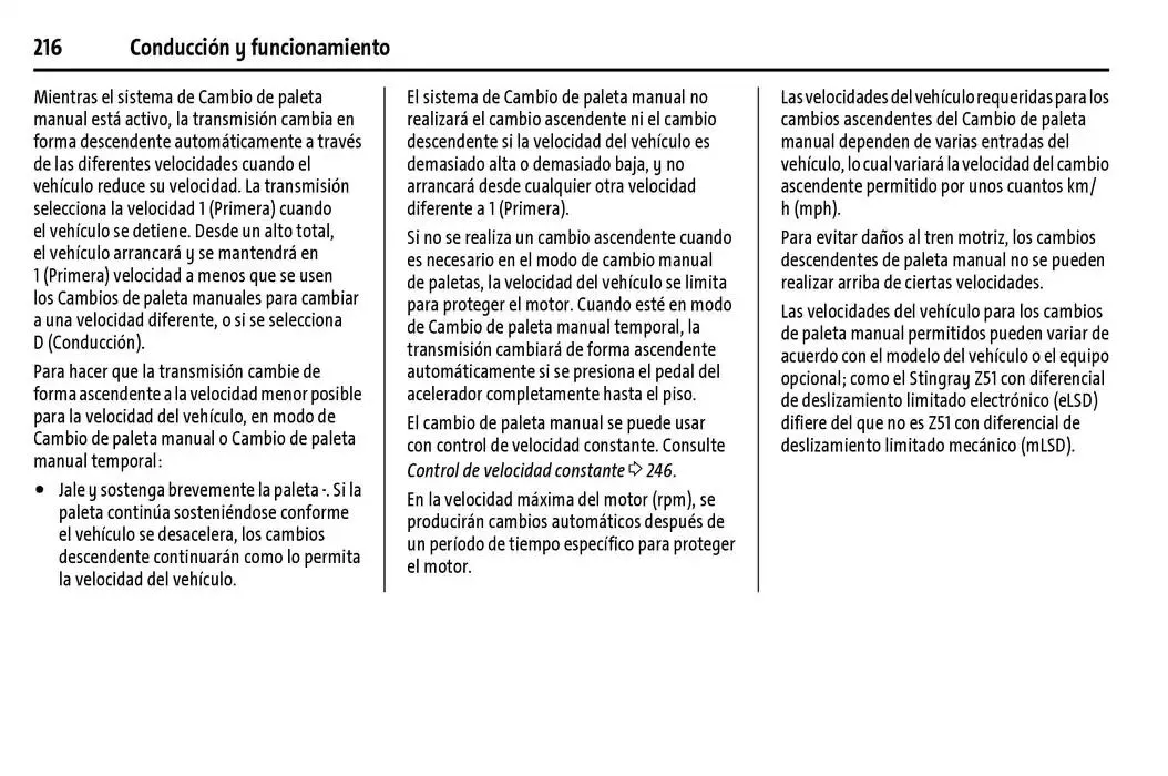 Catálogo de Chevrolet Corvette Stingray Manual del propietario 22 de enero al 31 de diciembre 2025 - Pagina 217