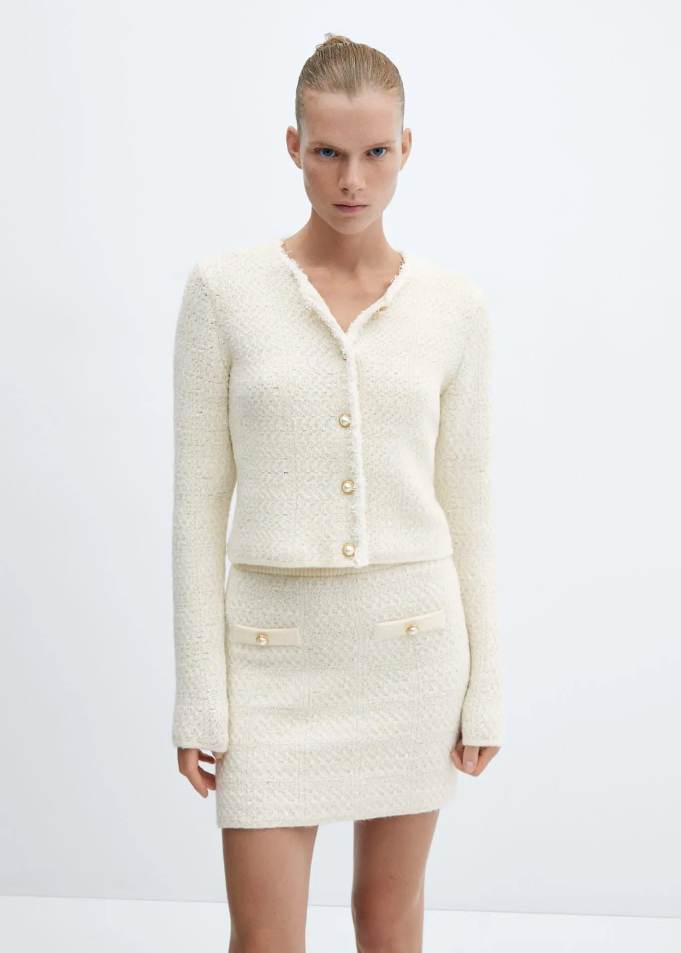 Cardigan de malha com botões de joia