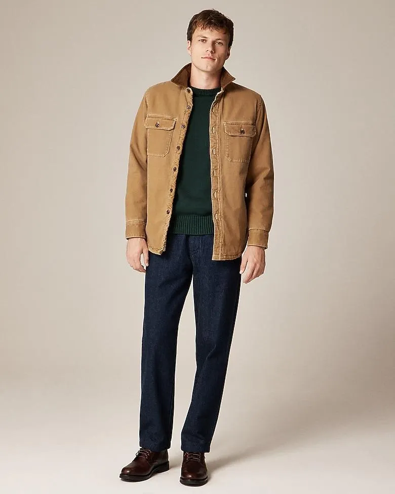 Sherpa-lined duck canvas shirt-jacket