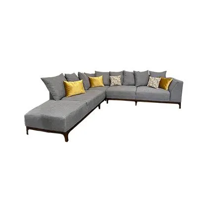 Sala seccional Nairobi en color gris oxford en tela gretel oxford con cojines