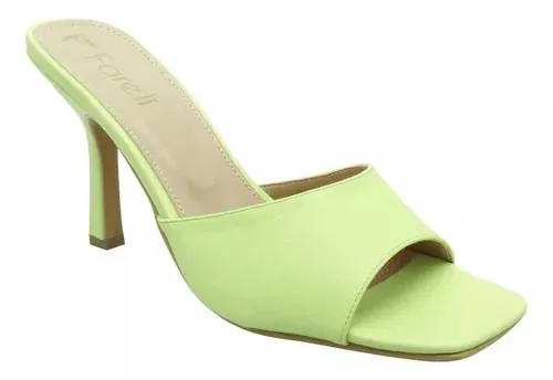 Sandalias Dama Tacón Para Mujer Rafaella Verde Neón Fareli