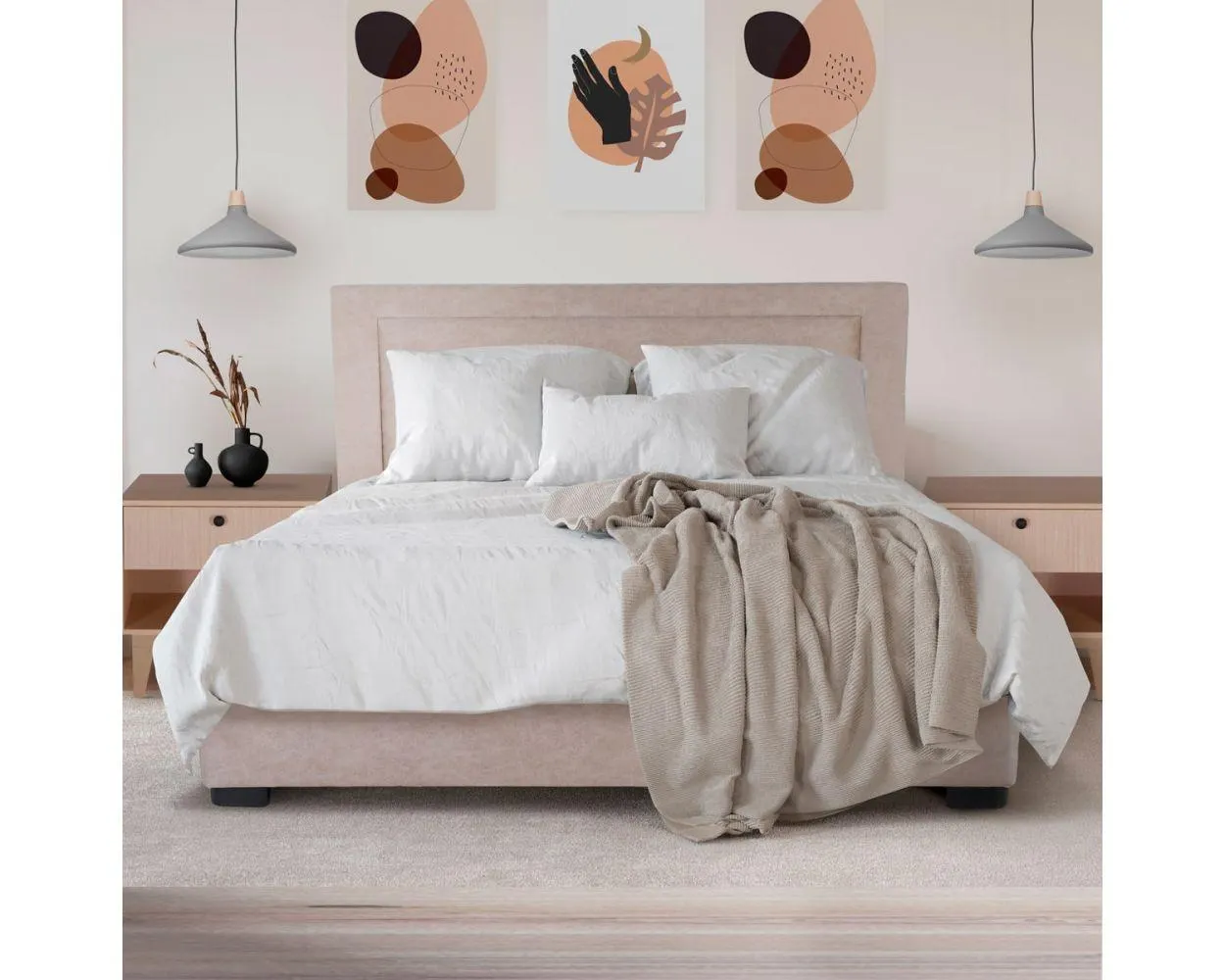 Cama Queen Size Elif Beige