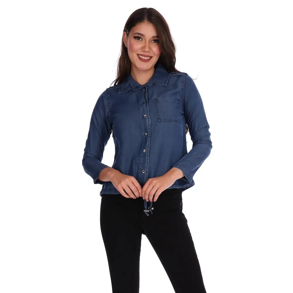 Blusa Camisera Mujer Tipo Mezclilla