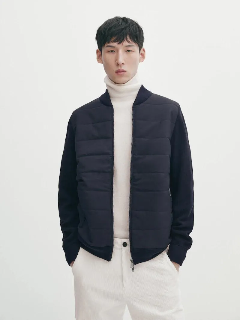 Cárdigan punto tejido combinado acolchado