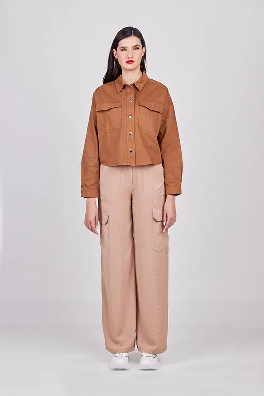 CHAMARRA DE MEZCLILLA CAFÉ