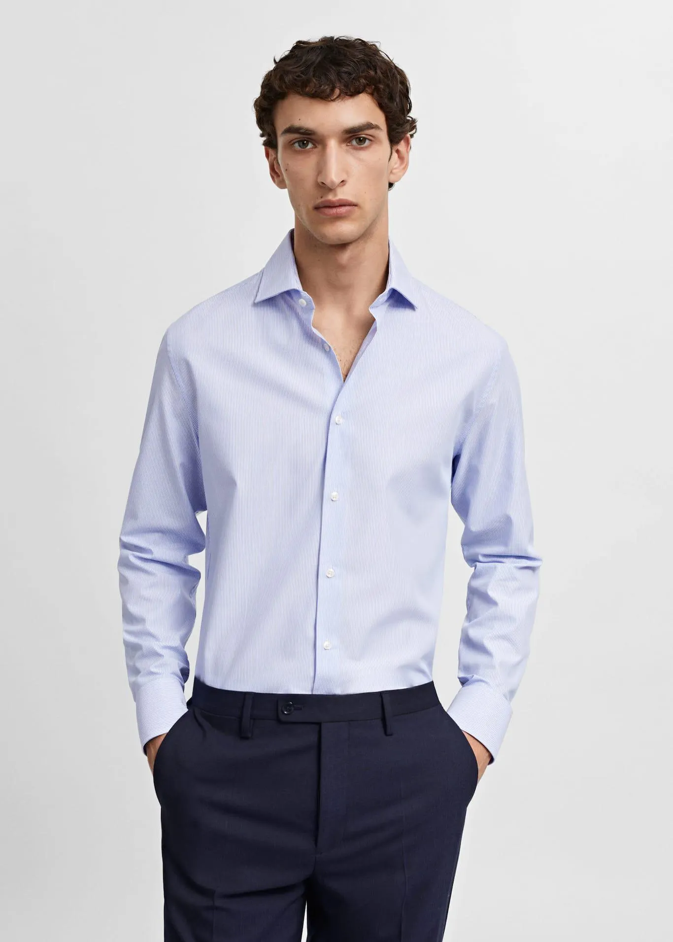 Camisa traje slim fit twill milrayas