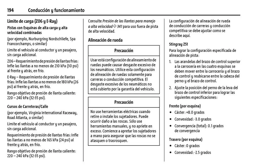 Catálogo de Chevrolet Corvette Stingray Manual del propietario 22 de enero al 31 de diciembre 2025 - Pagina 195
