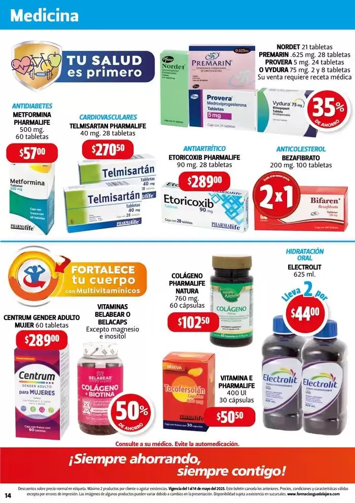 Catálogo de Boletín Farmacias Guadalajara  2 de mayo al 15 de mayo 2025 - Pagina 14