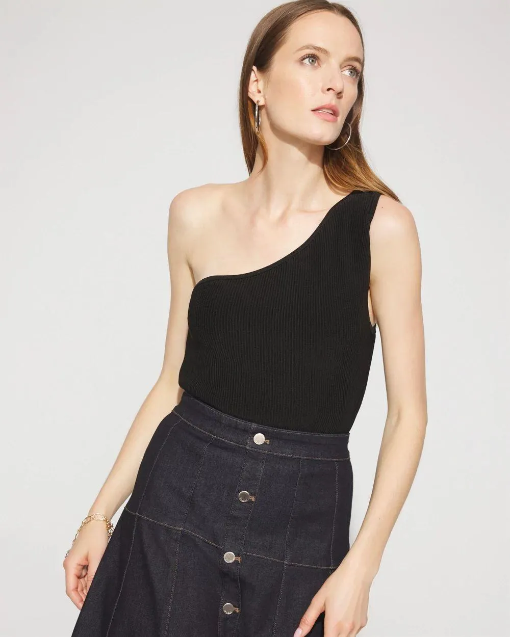 WHBM FORME ™ Sculpt Stretch One Shoulder Sweater