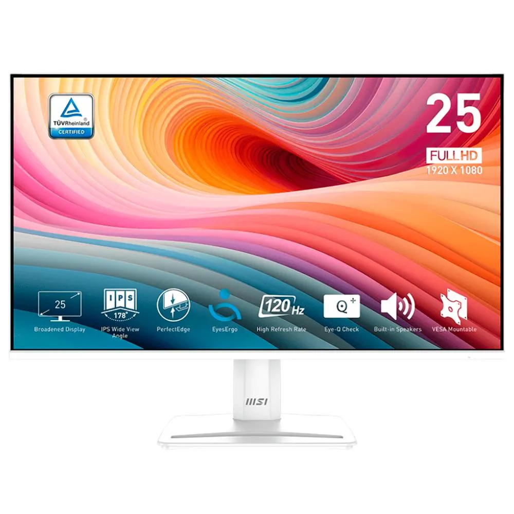 Monitor MSI PRO MP251W E2 / 25” / FHD / 1080P / IPS / 120Hz / 1MS / Adaptative-Sync / HDMI/DisplayPort / White / PRO MP251W E2