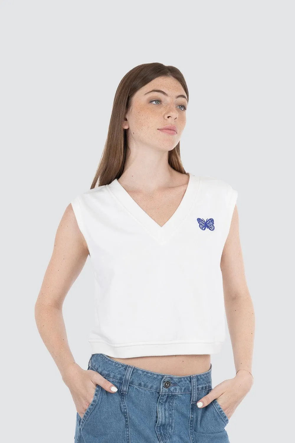 Chaleco con estampado de mariposa