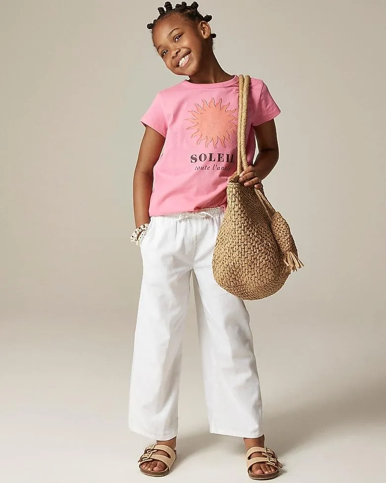 Girls' short-sleeve "Soleil" graphic T-shirt with embroidery