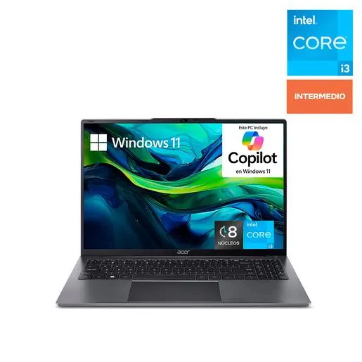Laptop Acer Aspire Lite 16 Intel Core i3 16 pulg. 512gb SSD 8gb RAM Negro