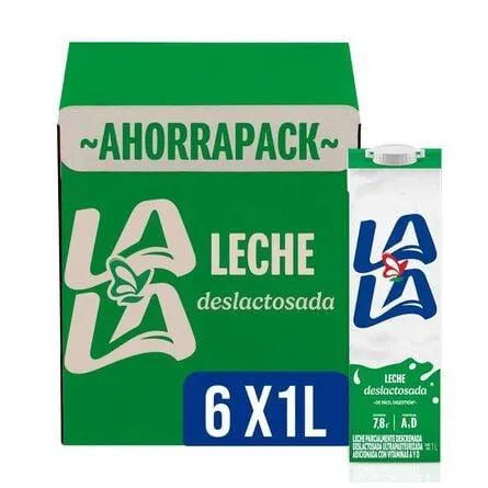 Leche UHT Lala Deslactosada 1 Litro 6 Piezas
