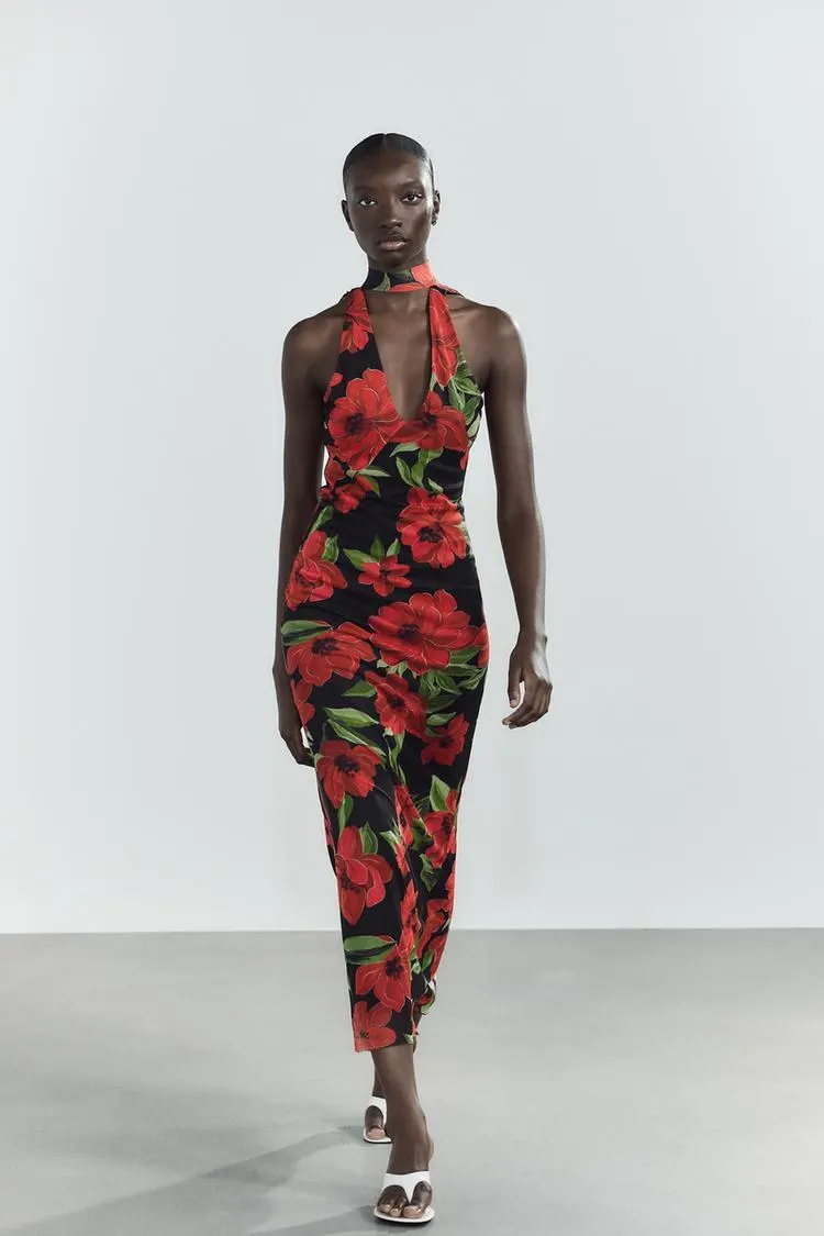 VESTIDO FOULARD TUL ESTAMPADO