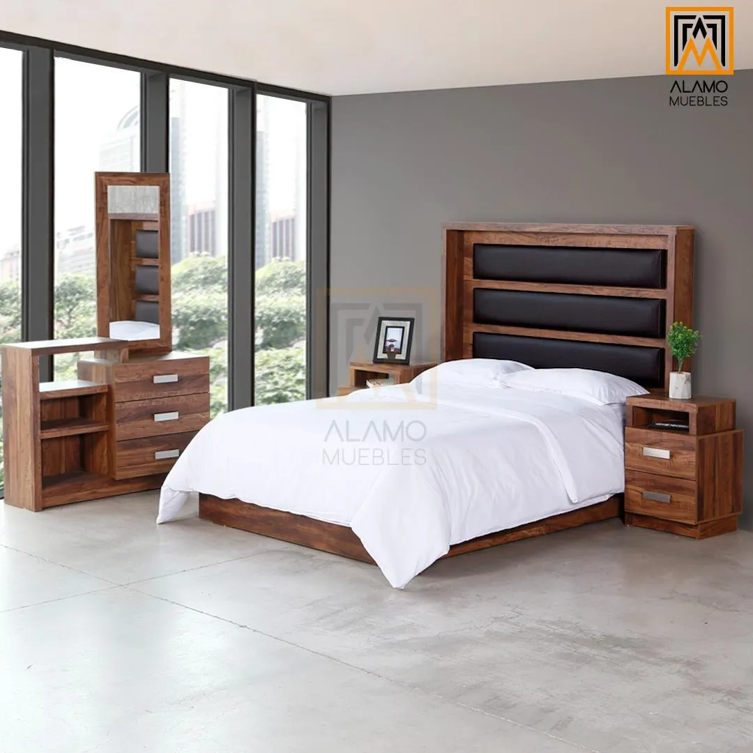 NUEVA Recámara Tucson NUBRA Queen Size tapiz negro 5 Piezas