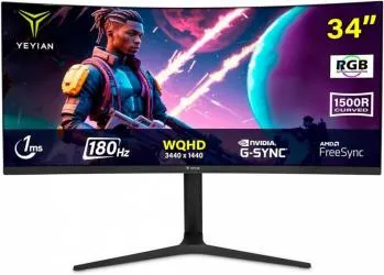 Monitor Gamer Curvo Yeyian Proact FV234 LED 34", 3440x1440 Ultra Wide Quad HD, G-Sync/FreeSync, 180Hz, HDMI/DisplayPort, Negro
