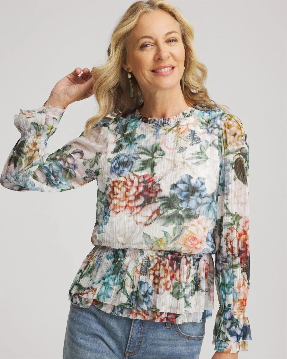 Rose Print Crinkle Top