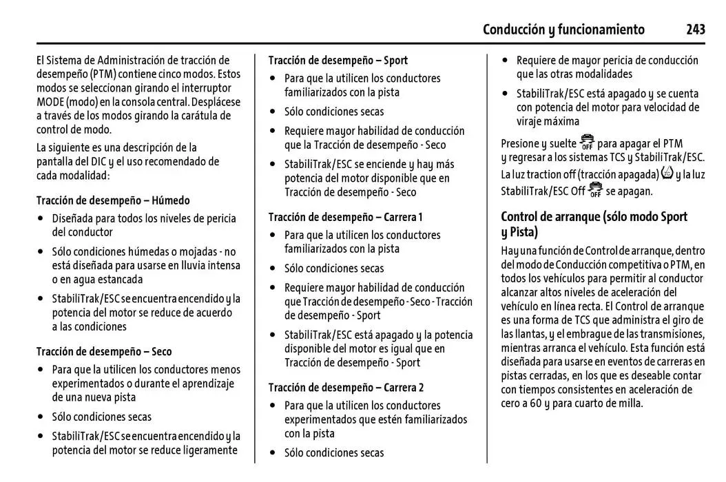 Catálogo de Chevrolet Corvette Stingray Manual del propietario 22 de enero al 31 de diciembre 2025 - Pagina 244