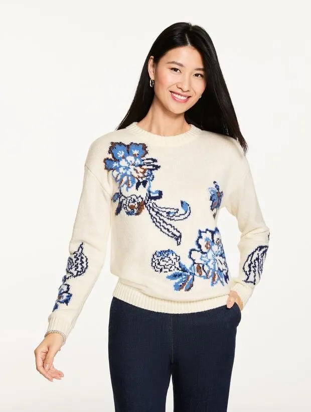 Jacobean Jacquard Crewneck Sweater