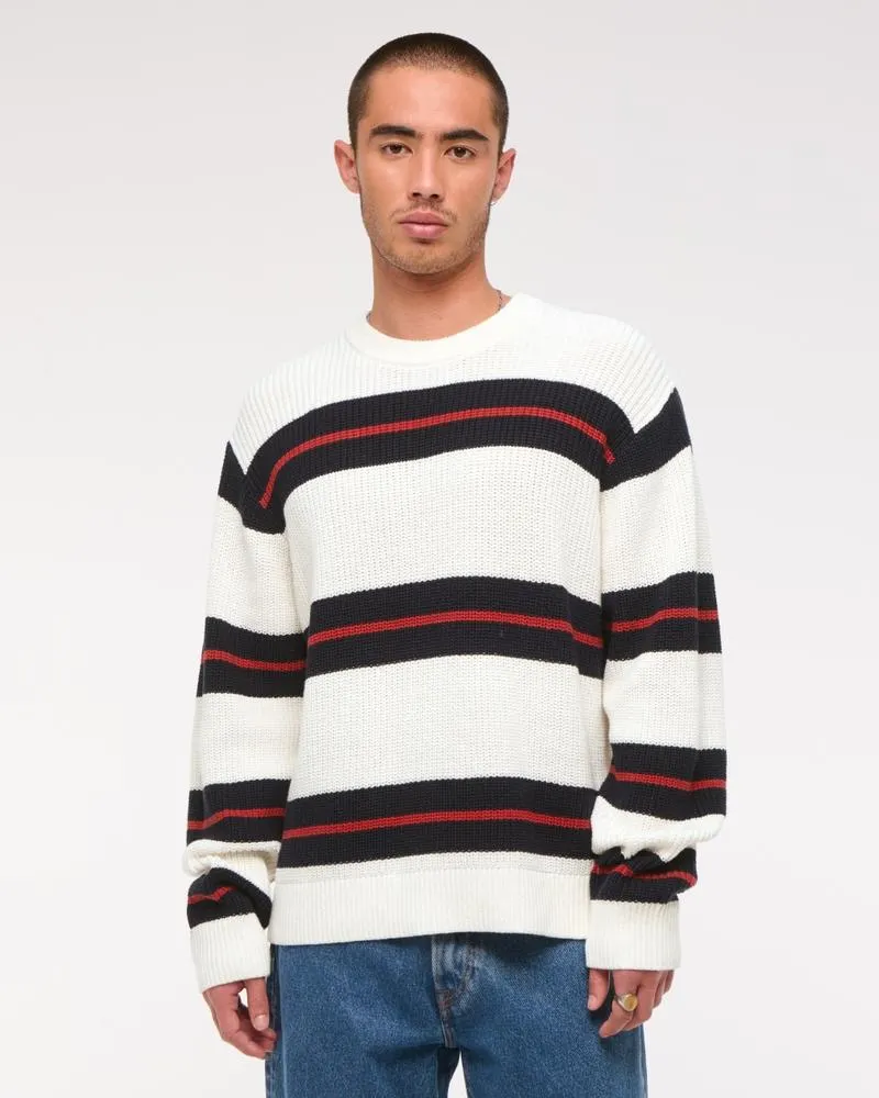 Oversized Striped Crew Sweater