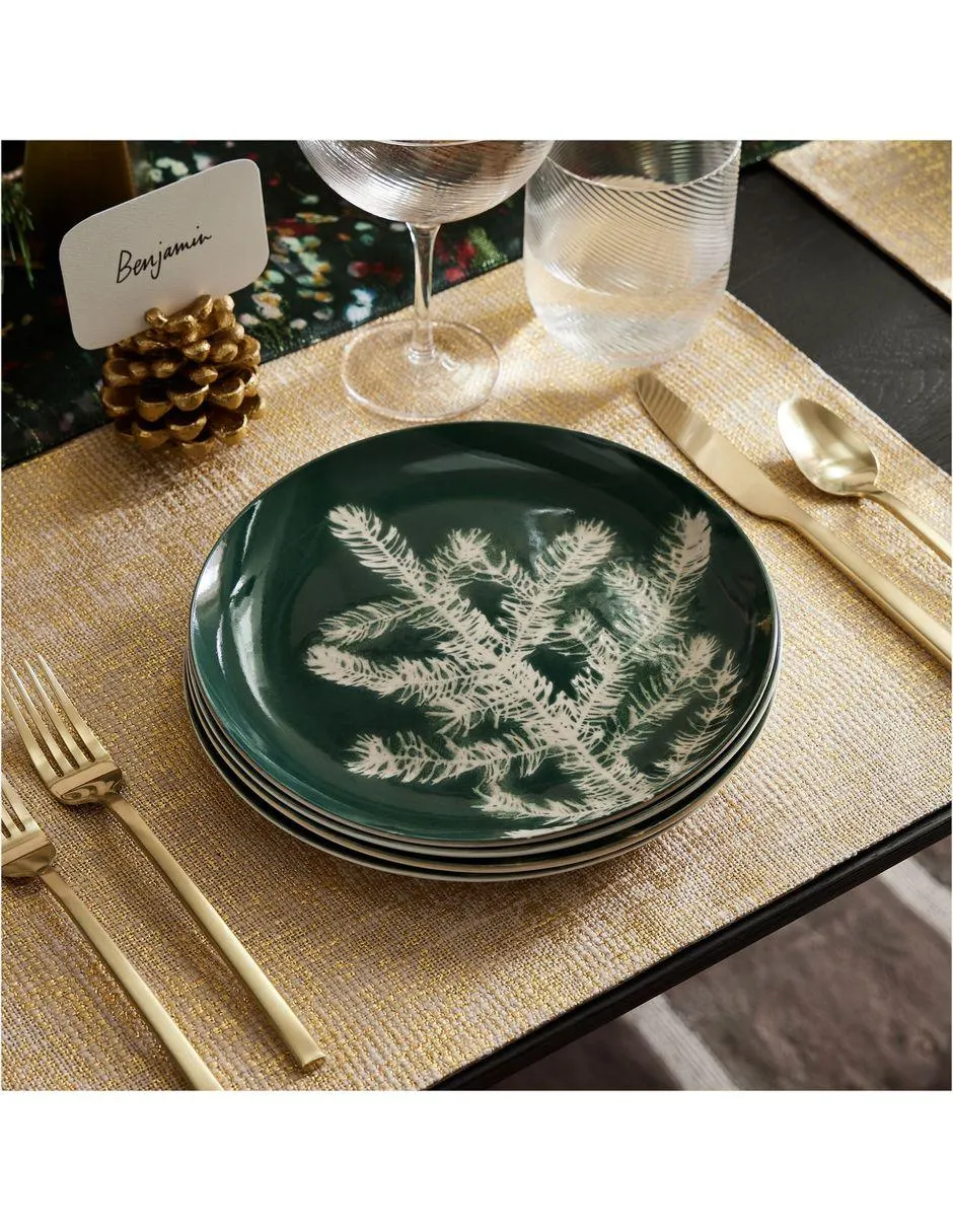 Set de platos para ensalada navideños Evergreen de cerámica 4 piezas