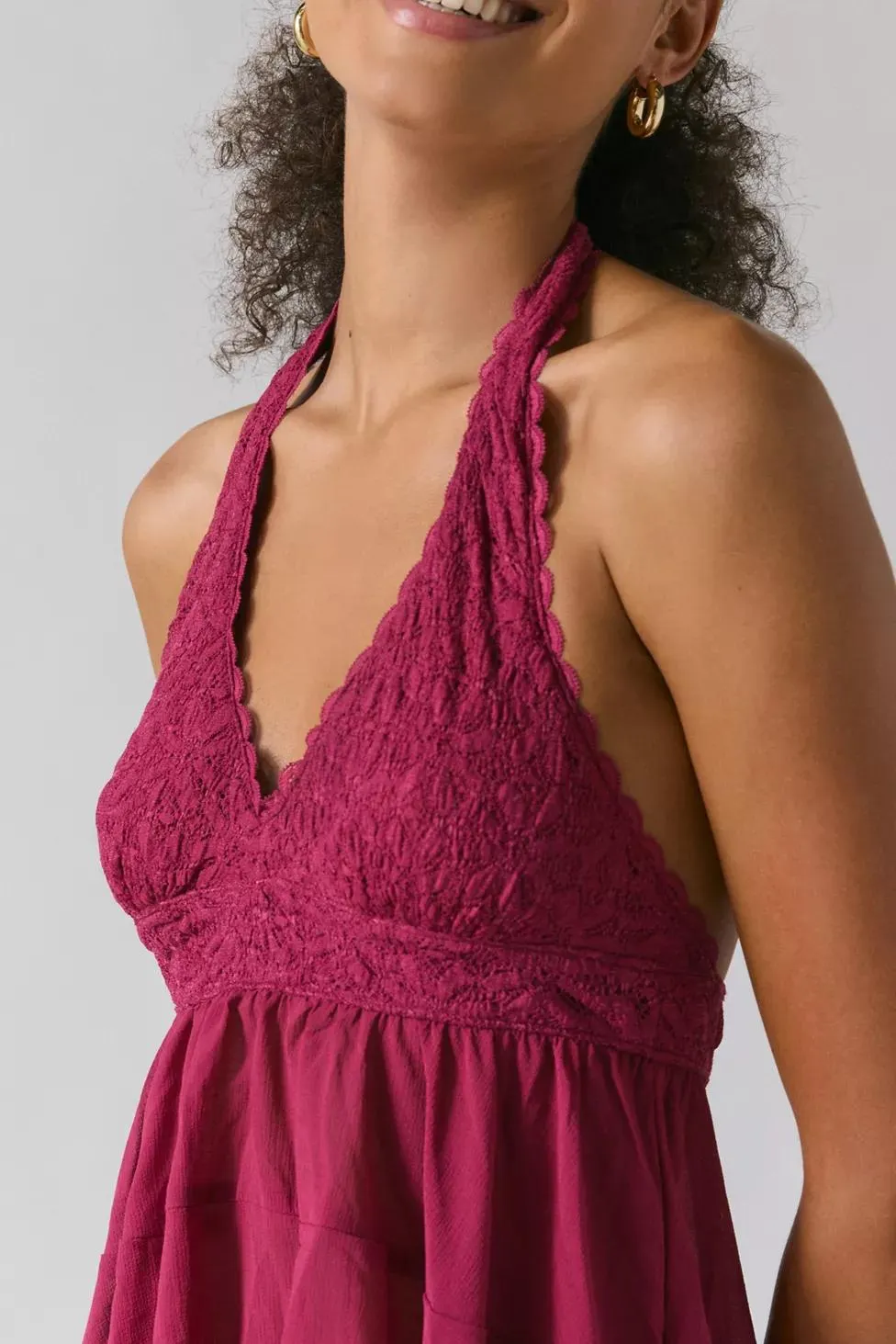 Kimchi Blue Lindsey Tiered Babydoll Halter Top