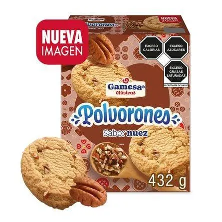 Galletas Gamesa Clásicas Polvorones con nuez 6 paketines 432 g