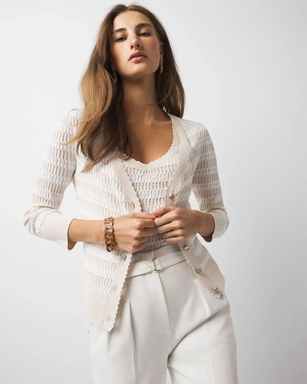 Textured Striped Sweater Cardigan